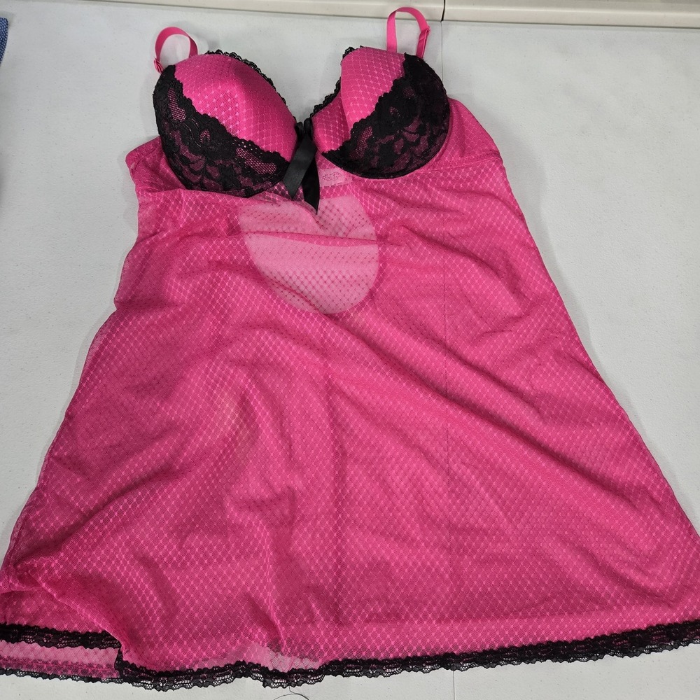 Torrid Women Sleepwear 1 Pink Nylon Spandex Babydoll Geometric Lingerie Y2K
